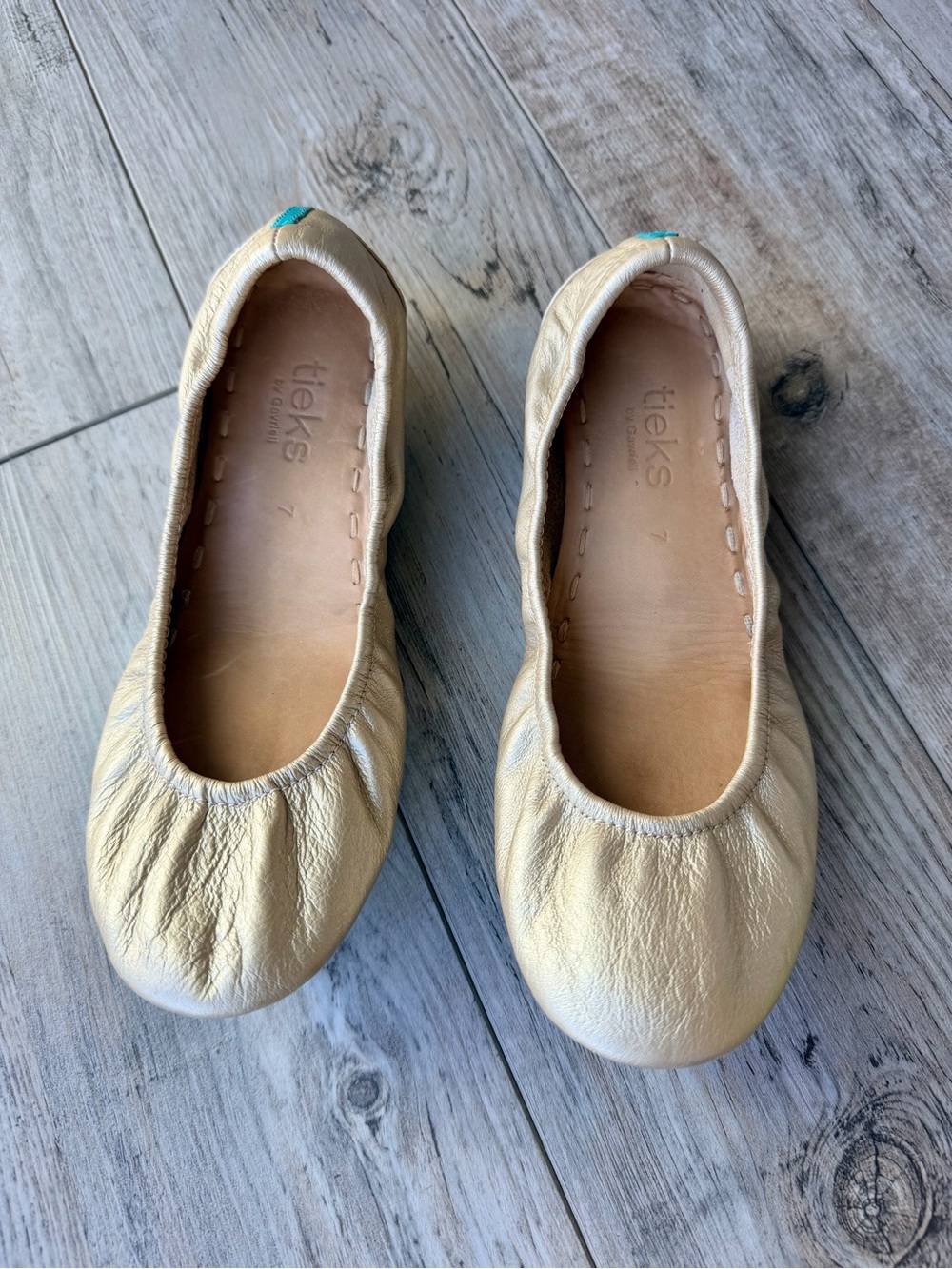 Tieks By Gavrieli Metallic Gold Leather Ballet Flats Shoes Size 7